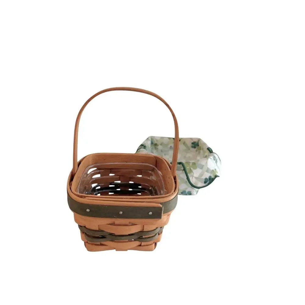 Longaberger Heartland Lots of Luck Basket Shamrock Liner & Plastic Insert 1999